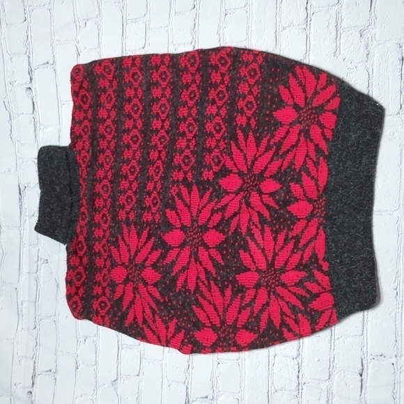 Vintage French Navy Womens Sweater Holiday Turtleneck Poinsettia Snowflake Large - Picture 7 of 7